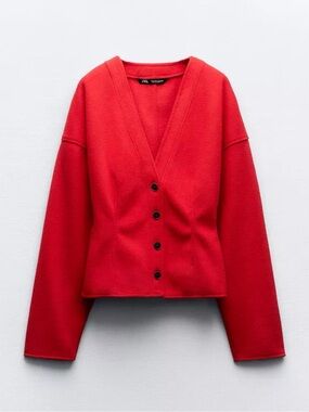 Zara Fitted Soft Cardigan in Red Women’s Medium